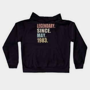 36th Birthday Gifts Retro Legendary Since May 1983 Kids Hoodie